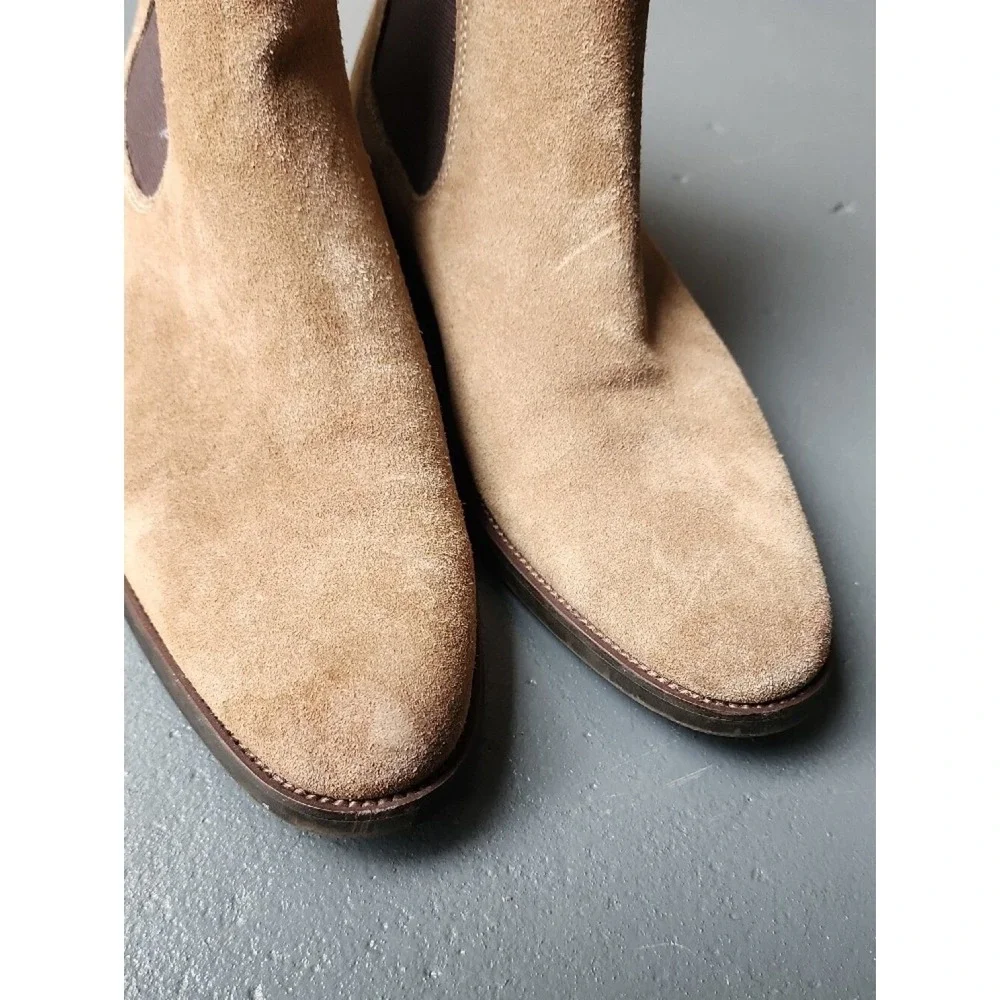 Steve Madden Men's 9.5M Suede Chukka Boots in Beige and Dark Brown Western